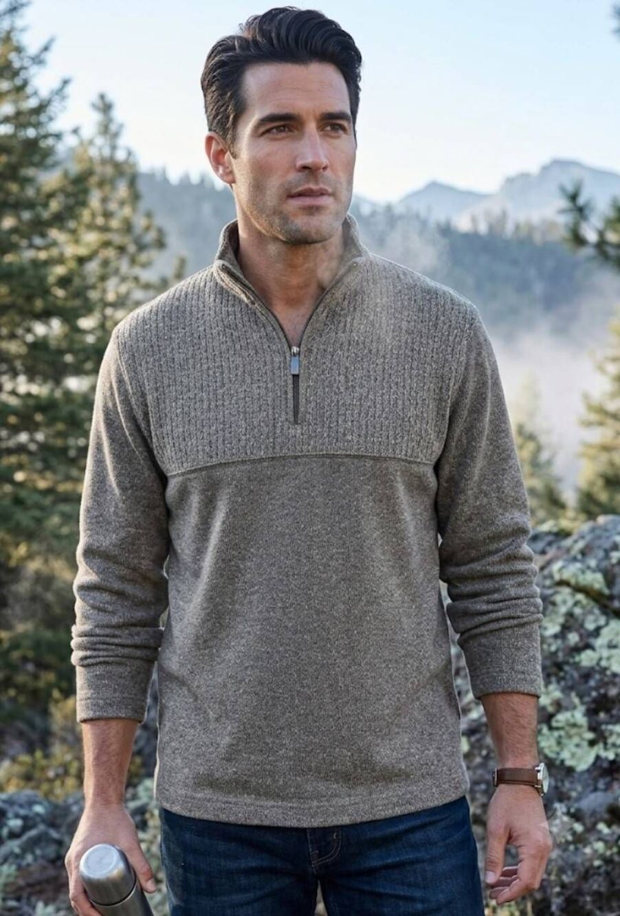 Van Heusen Flex Mens Pullover Heathered Olive Sz XL